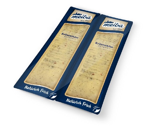 KRÄUTERKÄSE 45%IN SCHEIBEN GEFÄCHERT 10X10CM 1KG MB Kräuterkäse 45% in Scheiben 1kg
