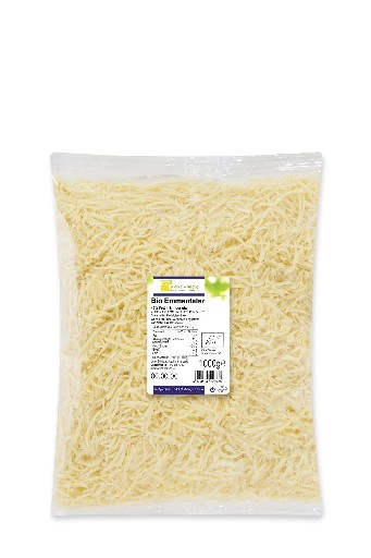 BIO EMMENTALER GERIEBEN 48% 1KG Frischpack Bio Emmentaler gerieben 48% 1kg