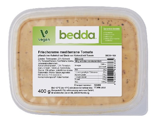 Bedda Vegane Frischcreme Mediterrane Tomate 400g