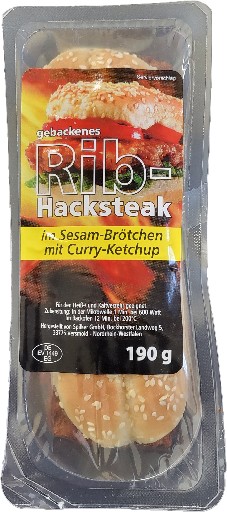 Rib Hacksteak mit Brötchen und Ketchup 18 x 190g