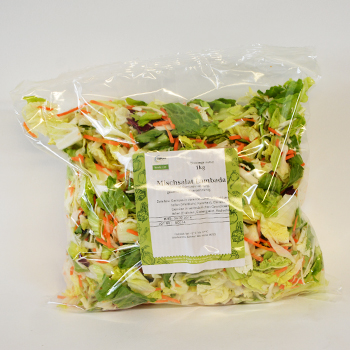 MISCHSALAT LAMBADA (72) 1 KG 30% Chinakpohl, je 20% Möhre + Weißkohl, je 10% Eisberg, Endivie + Radicchio in Streifen Mischsalat Lambada 1kg