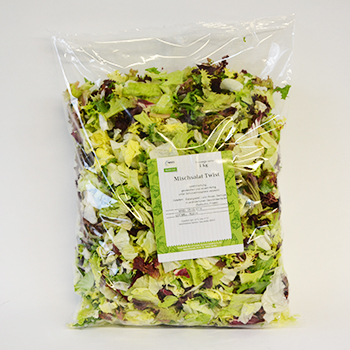 BLATTSALAT TWIST (33) 1KG In Streifen 60% Eisberg, 20% lollo Rosso, je 10% Frisee & Radichio Blattsalat Twist 1kg