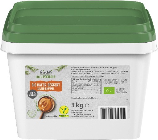 FRISCHLI BIO HAFERDESSERT SALTED CARAMEL 3KG Vegan Frischli Bio Haferdessert Salted Caramel  3kg
