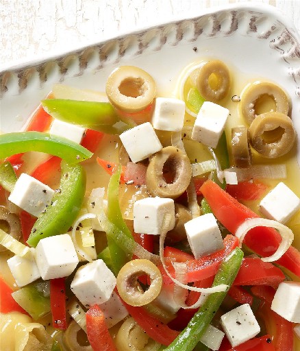 NAPURO BAUERNSALAT RHODOS VEGETARISCH (355) 1,0 KG SCHALE Napuro Bauernsalat Rhodos Vegetarisch 1kg