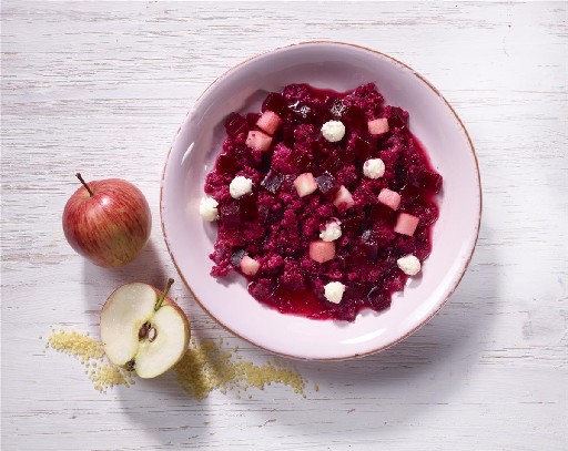 Napuro Couscous Rote Bete Salat m, Äpfeln u. Ziegenfrischkäse