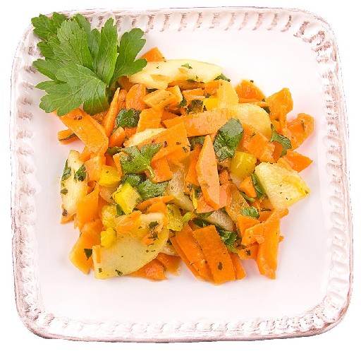 KAROTTEN-APFEL-MANGO-SALAT ULTRA FRISCHE NAPURO  (355) 1,0 KG SCHALE Ultra Frische Napuro Karotten-Apfe-Mango-Salat 1,0 Kg Schale