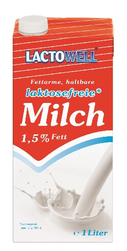 H-MILCH LAKTOSEFREI 1,5% 12x1L LACTOWELL Laktosefreie H-Milch 1,5% 12x1l Lactowell