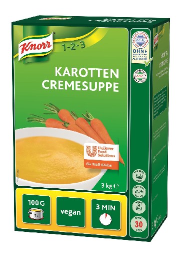 KNORR KAROTTEN CREMESUPPE 3,0KG PACKUNG Art-Nr. 90596 Knorr Karotten Cremesuppe 3kg