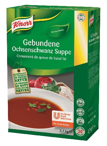 KNORR GEBUND. OCHSENSCHWANZSUPPE ODZ 2,7 KG PACKUNG Art-Nr. 393 Knorr Gebundene Ochsenschwanzsuppe 2,7 kg