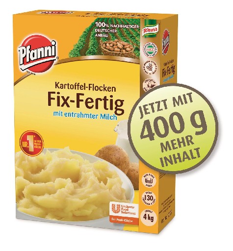 PFANNI FIX-FERT. FLOCKENP.+MILCH 4KG KARTON Art-Nr. 17329 Pfanni Püree m. Milch 4Kg Karton