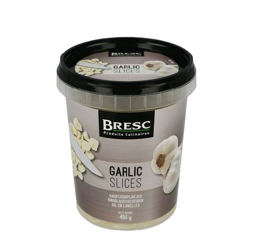 BRESC KNOBLAUCH SCHEIBEN 450G Vegan Bresc Knoblauch Scheiben 450G