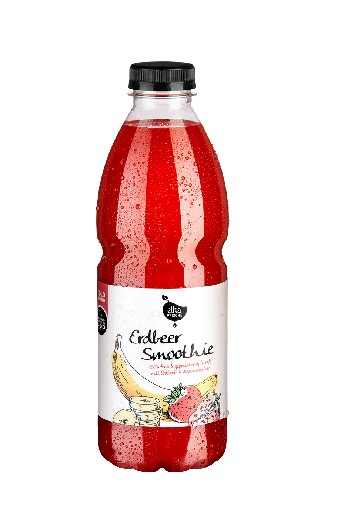 ELKA ERDBEER SMOOTHIE (538) 1L FLASCHE 100% frisch gepresster Apfelsaft mit Erdbeer- & Bananenpüree Elka Erdbeer Smoothie 1L