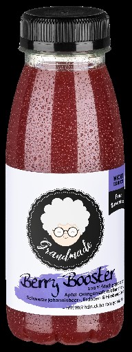GRANDMADE BERRY BOOSTER (538) 6X250ML KARTON 100% frisch gepresster Apfelsaft mit Bananen-, Erdbeer-, Himbeer-, schwarzem Johannispüree und Orangensaft Grandmade Cool Cassis 6x250ml Karton