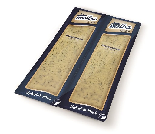 BÄRLAUCHKÄSE 45% SCHEIB 2x25x20G 1KG MB Scheiben gefächert 10x10cm Bärlauchkäse 45% in Scheiben 1 Kg