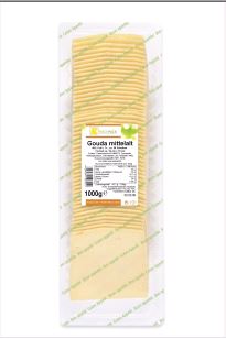 MITTELALT GOUDA 48% SCHEIB 50x20G FRISCHPACK Scheiben gefächert 10x10cm Gouda mittelalt 48% in Scheiben 1Kg