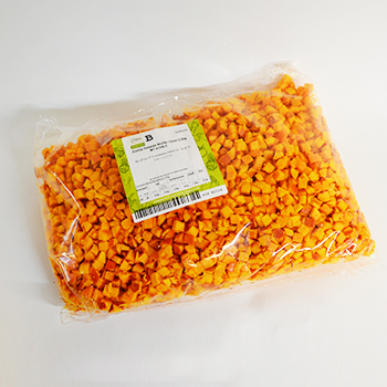 KÜRBIS HOKKAIDO WÜRFEL MIT SCHALE 10 MM (72) 2,5 KG Hokkaido Kürbis Würfel mit Schale 10mm 2,5 kg 