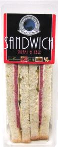*WS* 4X135G TRAVELLERS SANDWICH SALAMI & KÄSE (521)  Weizenbrot, Mayonnaise, Salami, Gouda, Gewürzgurke Travellers Sandwich Salami & Käse 4x135g