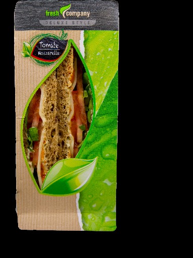 SANDWICH DELUXE STYLE  CAPRESE (247) 4 X 180G Körnerharmonie, Mozzarella, Tomaten, Pesto Genovese, Bruchetta, Endiviencut Sandwich Deluxe Style Caprese 4x180g