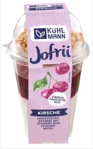 JOFRII KIRSCH & KNUSPERMÜSLI (355) 3X285G Joghurterzeugnis mit Kirschgrütze und Knusper-Müsli Double Chocolate Jofrii Kirsch & Knuspermüsli 3x285g
