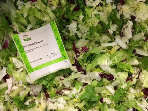 BLATTSALAT HEIDESALAT (33) 2,5 KG 40 % Endivie, 50 % Eisberg + 10 % Radicchio 10mm Blattsalat Heidesalat 2,5kg