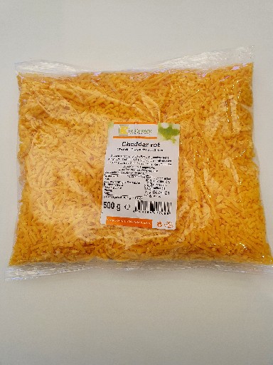 FRISCHPACK CHEDDAR ROT GERIEBEN 50% 3-4 MM 500G BEUTEL (58) Frischpack Cheddar Rot gerieben 50% 3-4mm 500g Beutel