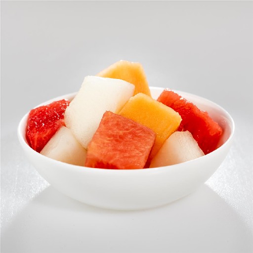 MELONENWÜRFEL DREIFACH MIX 20-30MM 1KG SCHALE (72) Melonenwürfel Dreifach Mix 20-30mm 1kg Schale 